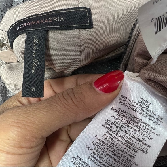 BCBGMaxAzria silver backless cocktail dress open back formal sexy gown birthday - Picture 12 of 13